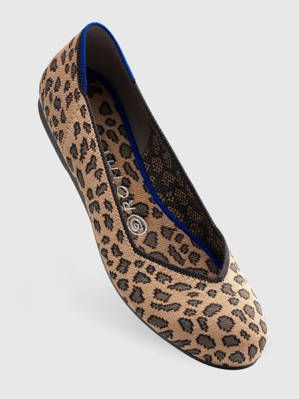 Rothy’s The Flat Retired Cheetah Leopard Mocha Spot Ballet Flats Round Toe Sz 8
